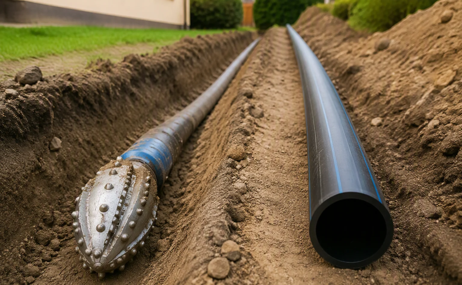 Sewer line repair outside a Ames home